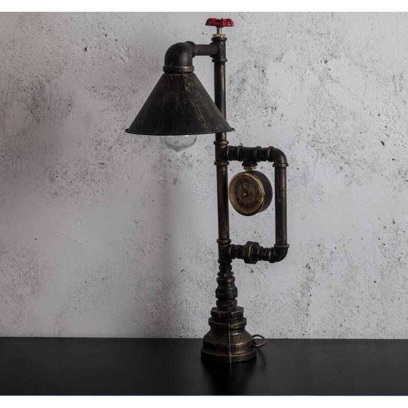 欧工式复铜古灯具个性简HLY约业风青古水管铁调光小夜灯艺书桌台