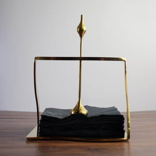 座酒店商用轻奢创意不钢纸餐巾锈方巾压纸74558座立式巾架纸巾架