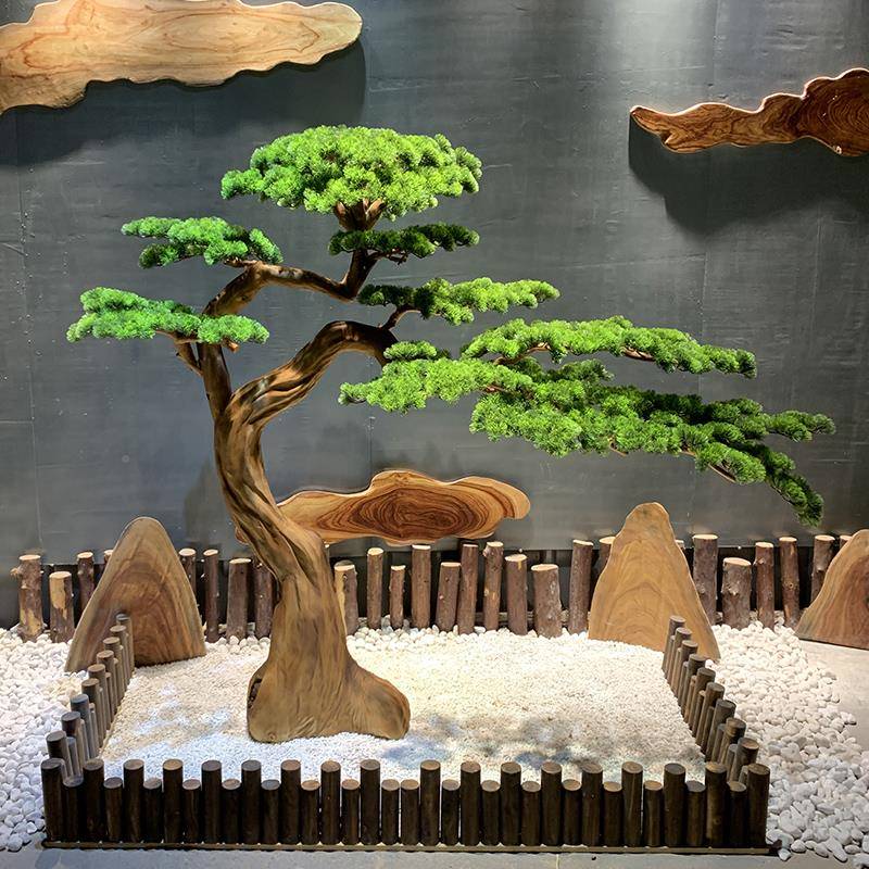 端中式大型仿植真高绿迎客松树造景室内景假树仿真树观装饰罗GYC0