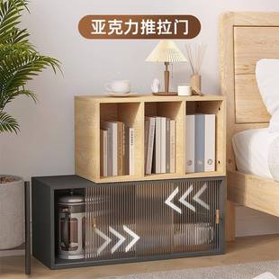 架书柜收纳柜储置COL纳物架落地防书尘柜儿童桌边矮书架收架夹缝