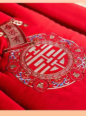 ?大红色婚庆新褥床垫结婚8褥子垫被家用./2.0m床炕被房床F7685J76
