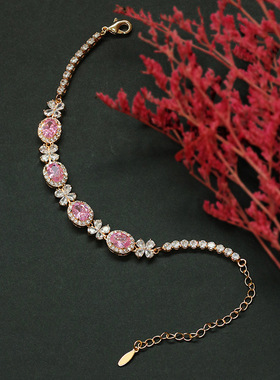 新款欧美风格时尚潮人跨境配饰女士创意款手环简约铜锆石心形手链