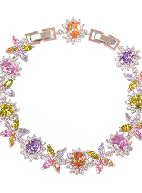 欧美风格款创意款手环境 配饰新款时尚潮人铜锆石女士手链