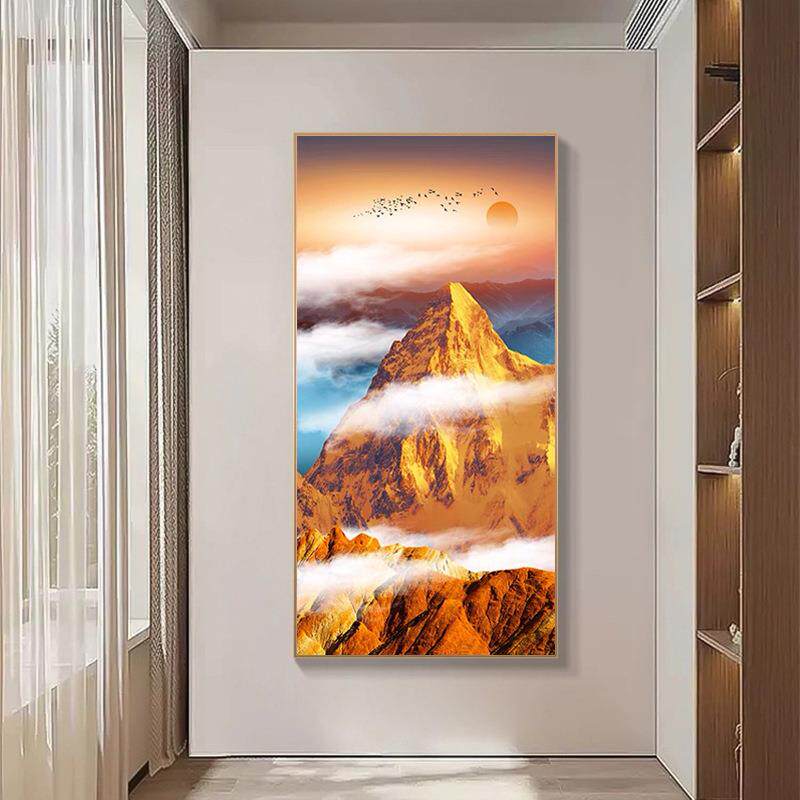 5d钻石画满钻客厅玄关金山点钻十字绣钻石绣走廊过道竖版现代风景