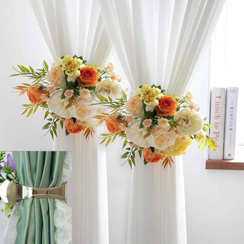 仿真花假花卉玫瑰花家居装饰插花艺术窗帘扎束带装饰墙饰现货