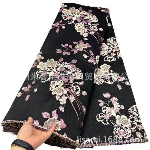 银线刺绣古风提花织锦缎布料 African Brocade Lace Fabric