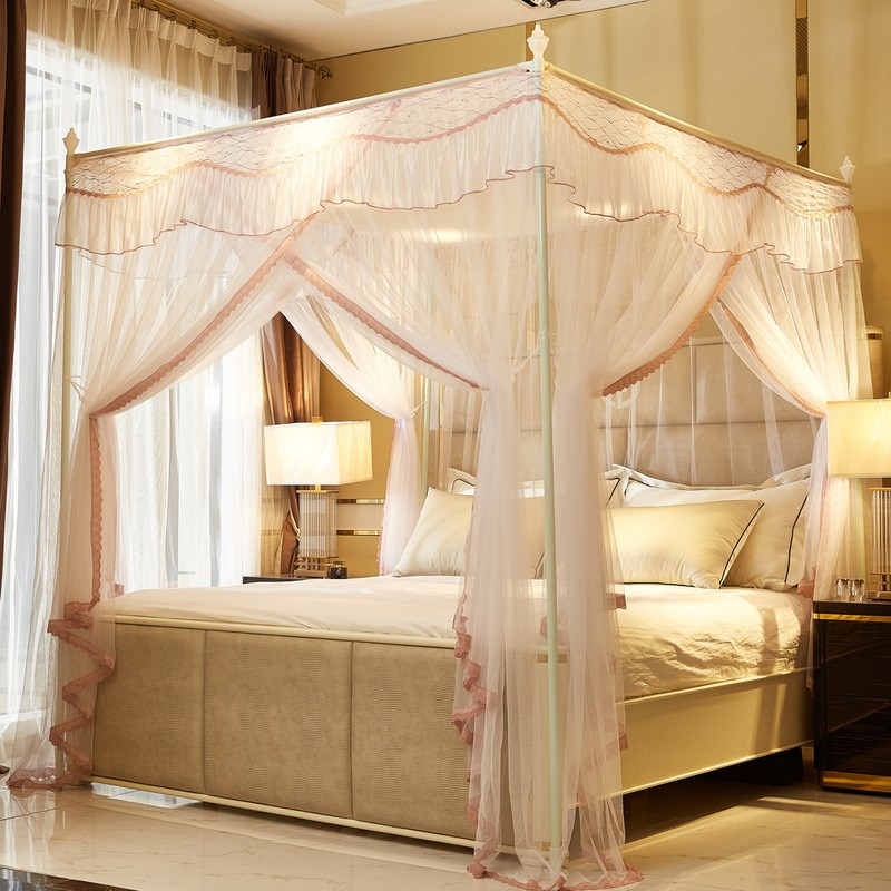 三开门宫廷落地蚊帐家用公主风1.5m1.8米支架1.2m2米床加密加厚双