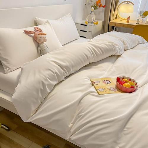 纯床色洗棉四LNJ件套裸睡is格子条纹床风单被罩学生宿舍上用品南