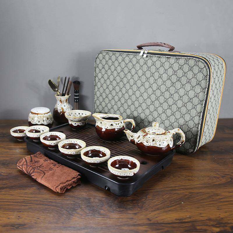 大套茶道户外茶具茶盘套装窑鲤鱼便载携车旅行功夫喝露变营JRS茶