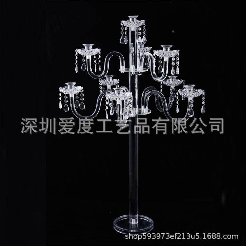 透明水晶烛台酒店婚礼摆管MNV件蜡烛台烛餐光晚高欧烛式PC台
