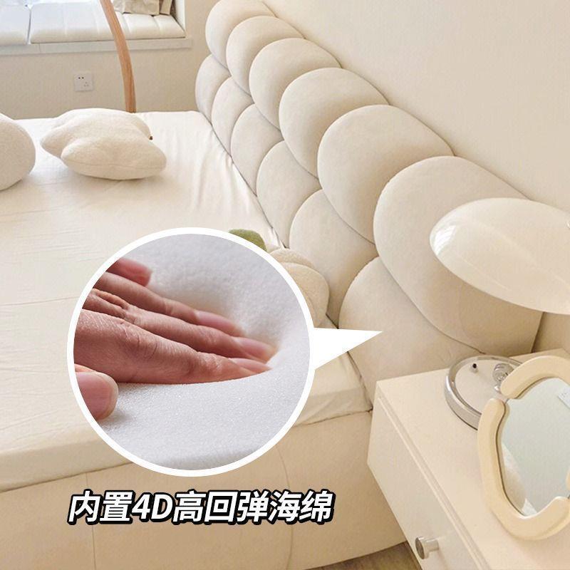 网红芙床皮泡床双人床奶油系主卧大奶油泡芙床床风泡床轻奢现代简