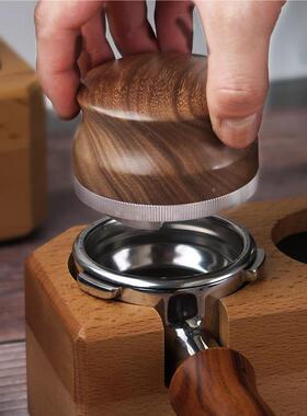 节胡桃木布粉器实心不锈钢实木质压粉器压GQE可调518/53/5mm粉锤