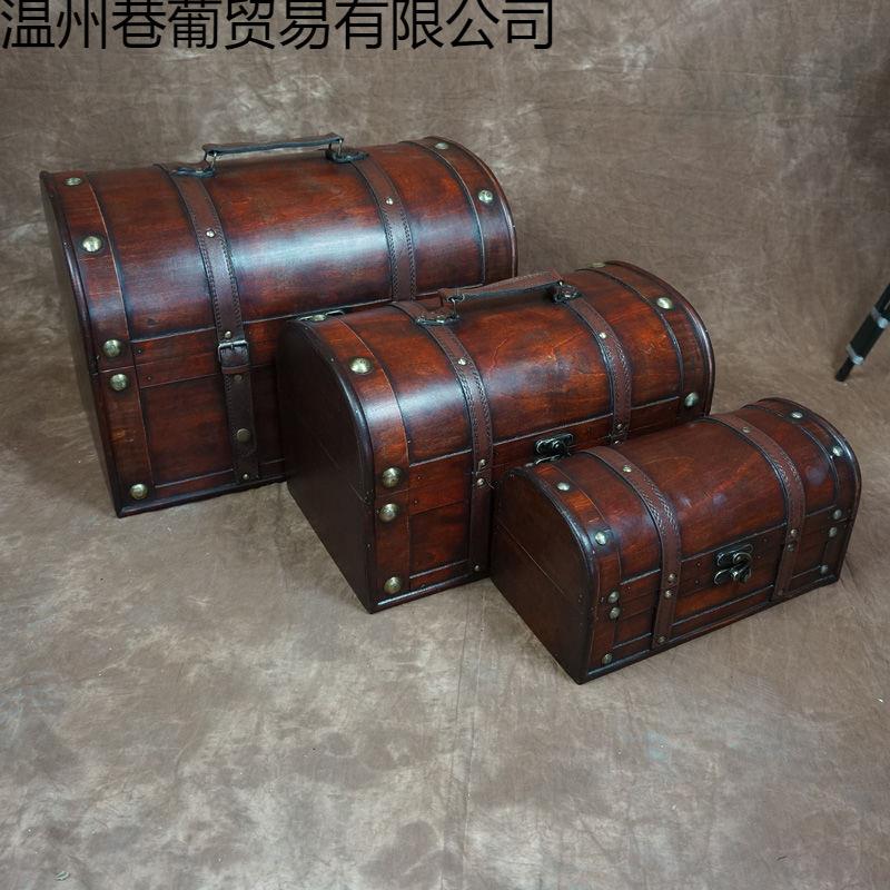 古盗箱代箱子仿无品牌/复古木箱子仿式古老箱古风拍摄带锁海宝箱