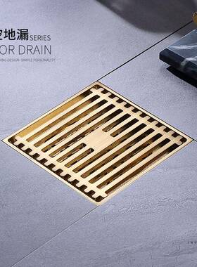 全金色防铜堵防式淋房厕所卫生间快速排水通用隐形地浴漏DL臭DL22