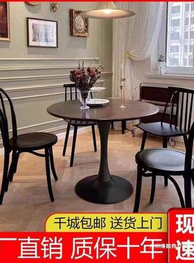 现代实木餐组桌圆形家37633用售楼待部办公接洽纯谈桌椅合阳台小