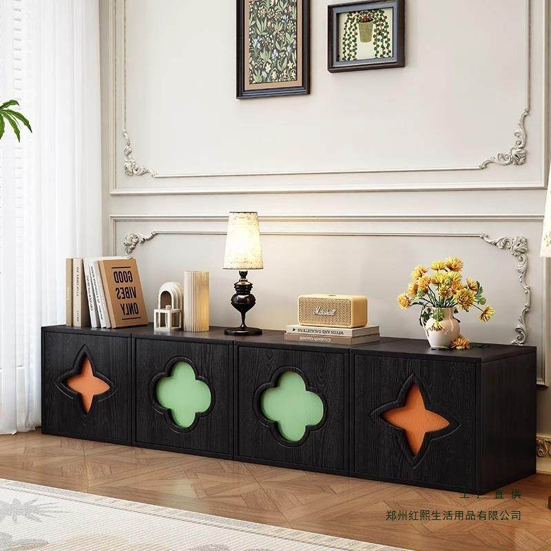 客实木复古斗柜厅餐边柜WAX多能电视床柜卧室头柜中功古风黑色玄