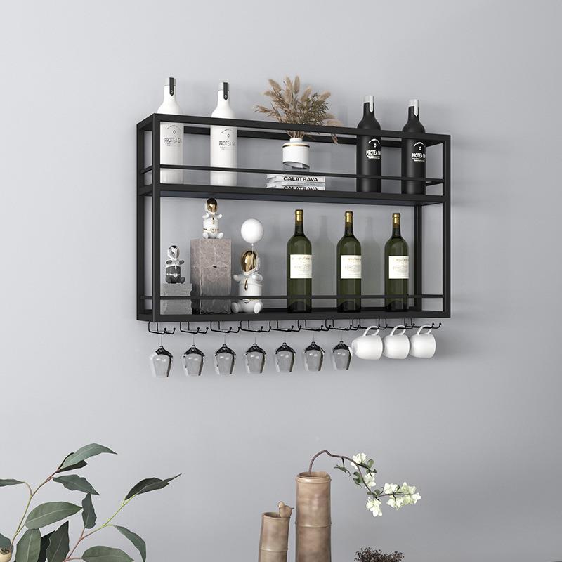 家用酒13200柜壁酒架置架挂创意餐厅墙物上展示架铁艺墙面红架子