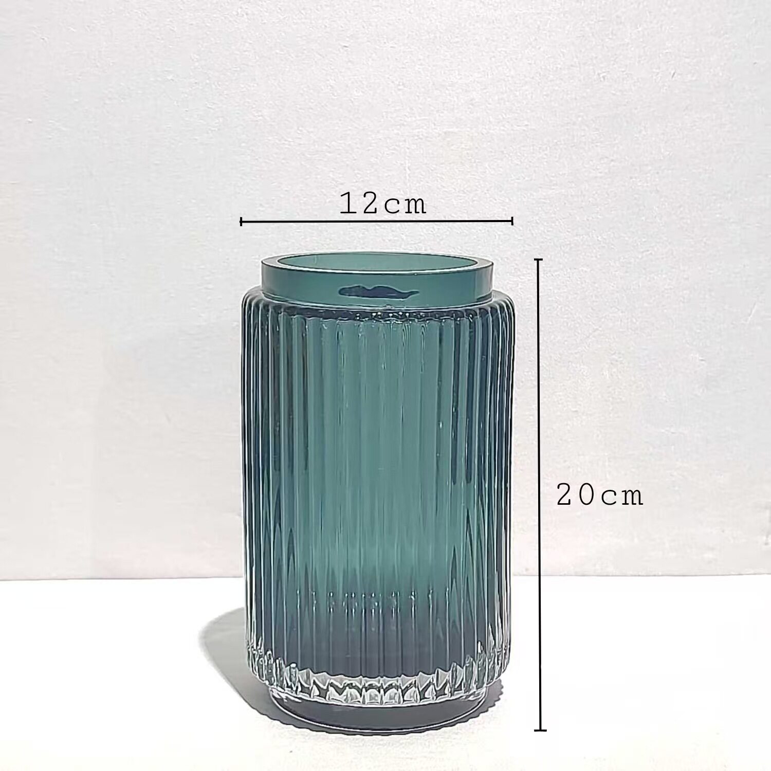 现代简约墨绿竖纹玻璃花瓶