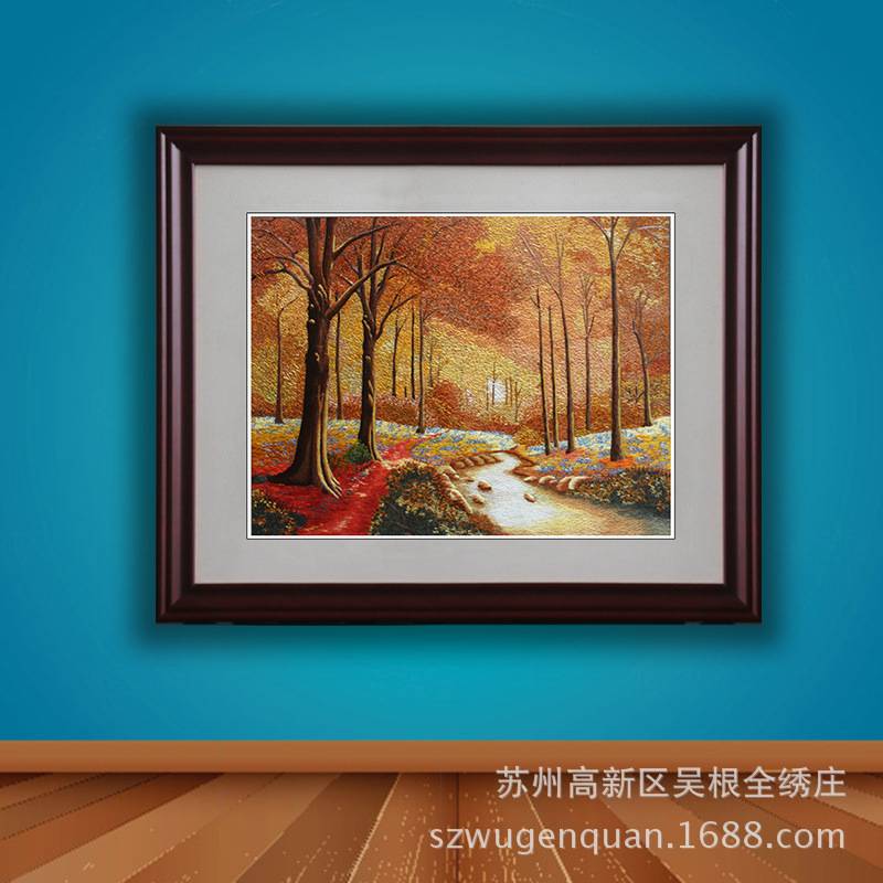 苏绣成品挂画客厅书房卧室带框装饰画苏州手工刺绣风景图片