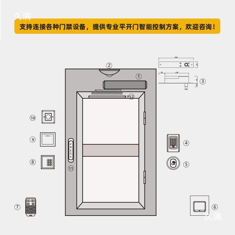 自动平开门机机电动门器感应门开关闭QNO门器组机电全套门禁
