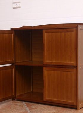 楠竹碗微波炉物PFS16265架多厨房置架实木阳台收纳柜功能储柜物柜