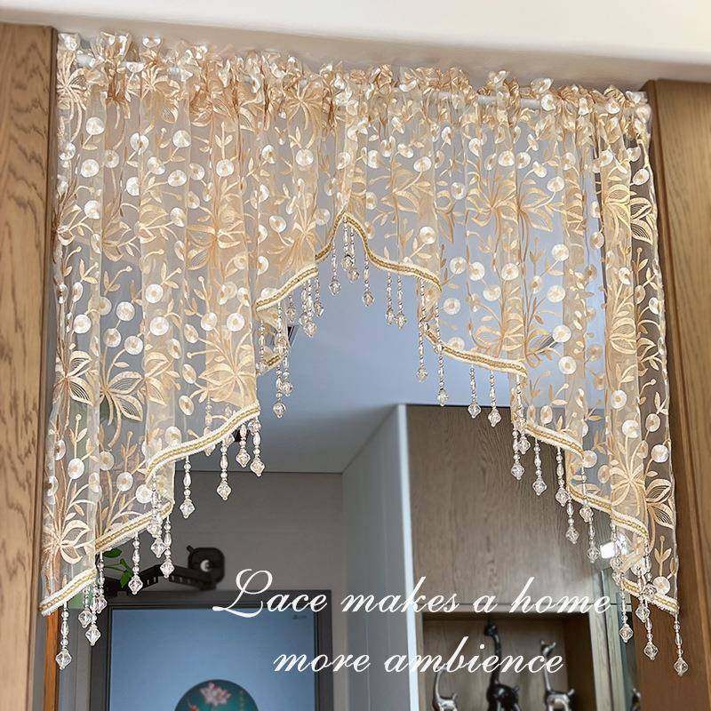 免打纱帘法窗式关装饰半帘蕾丝帘复古卧孔室GKD隔断帘玄帘门帘三