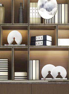 现简约白色扇形QJU摆新中式样板房售楼摆处件客厅软装博代古架饰