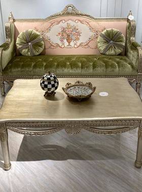 意沙大利法欧式浪漫粉绿色复古艺术式高金DS-88766色布艺123端发