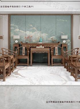 包村邮农条木中堂案供桌41259仿古神台八仙桌六件套客厅实条桌条