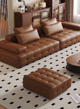 伦斯沙发劳新款奢意式HIK极简客厅设轻计师别大小户墅型皮艺沙发