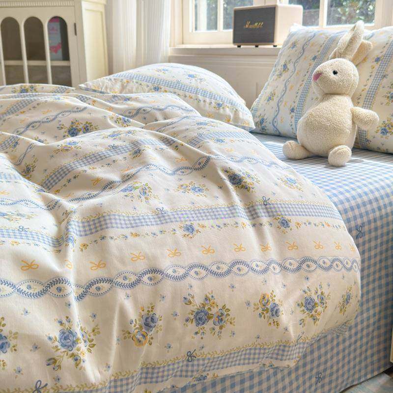 20蓝25新款JBN全棉印四套系花列1.件2m床单款三件套铃