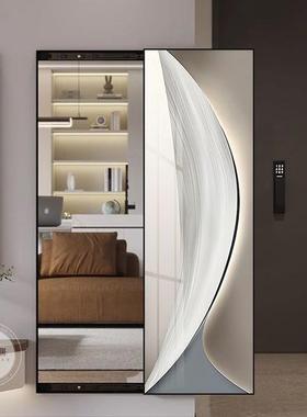 794634身衣镜子全装画平移门可遮挡隐形开门式隐饰形穿镜玄关装饰