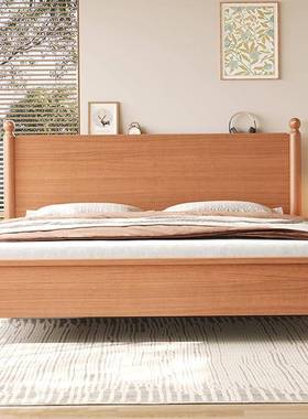 8中古风实木21741床原樱桃色小户型1.2米木双人体1.米侧开高箱储