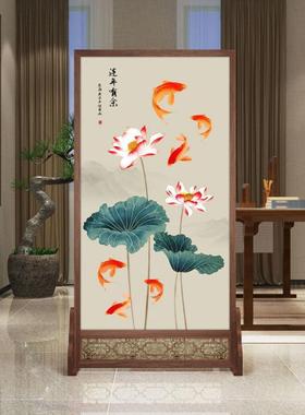 中式屏风隔17634断柿子客厅书房入遮户挡屏酒店饭店茶室关办公室
