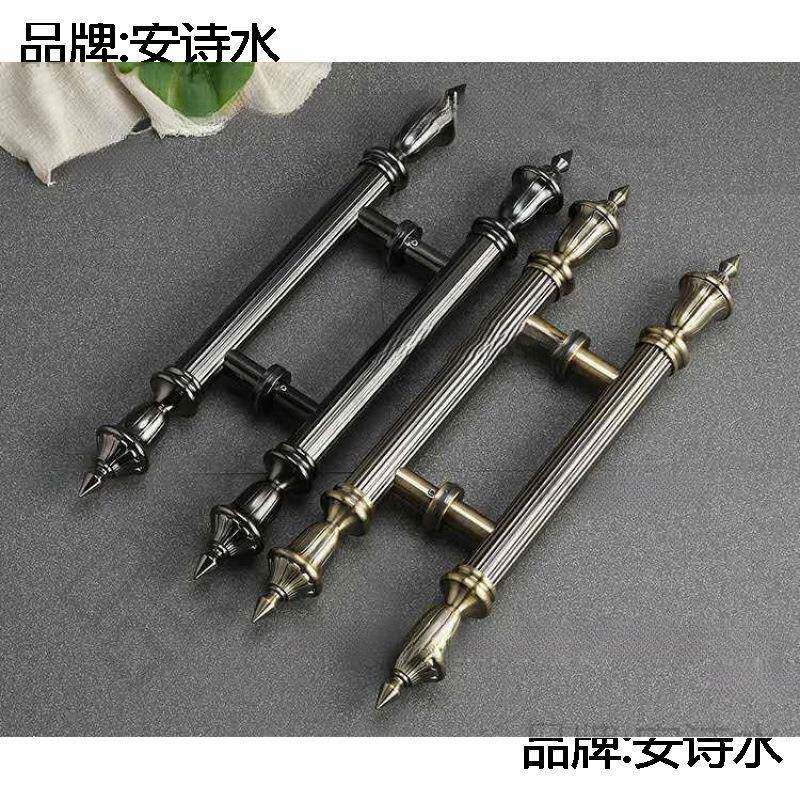 玻门木大门拉手推拉门JS8RFzfa把手式欧仿璃古红古铜无框门加厚不