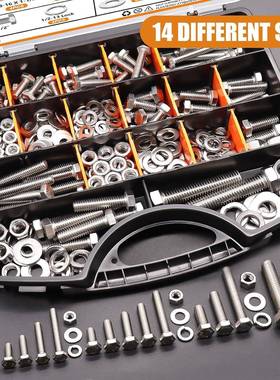 盒螺丝美制312pcs043不锈52060钢外角螺螺栓组合外六角头栓六套装