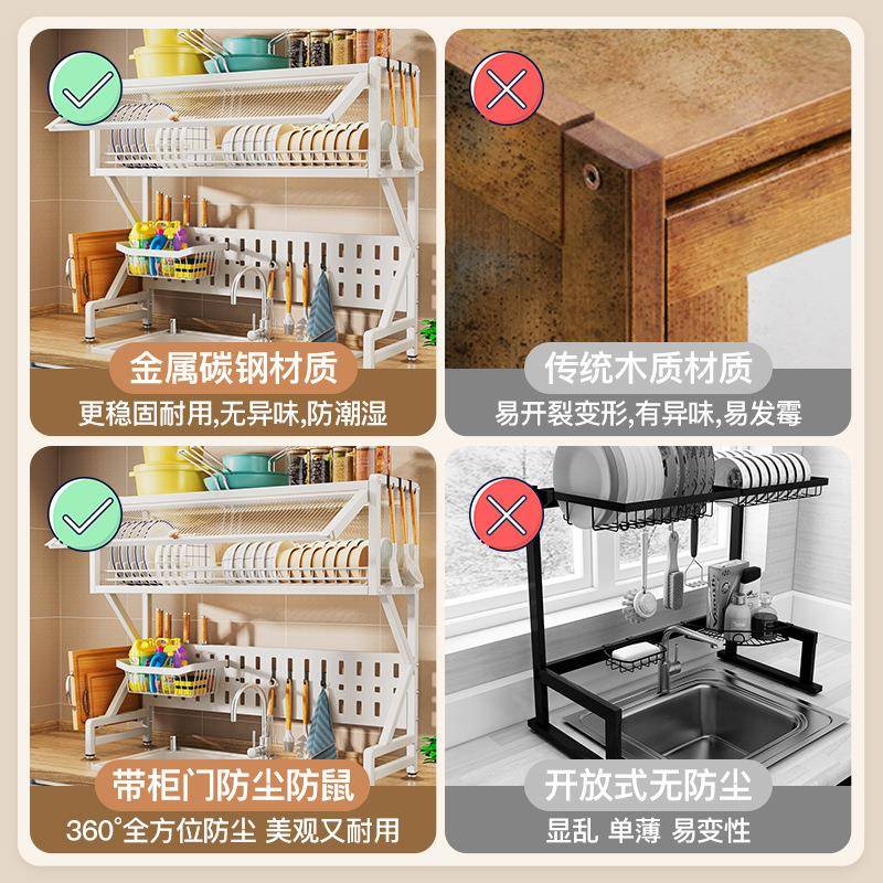 厨水槽置物架盘台面沥水碗功碟KYO子收纳架子房家用多能防尘碗柜