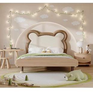 ?实木软包床现头儿薄家用卧室代简约单买落622童地一体款床头靠背