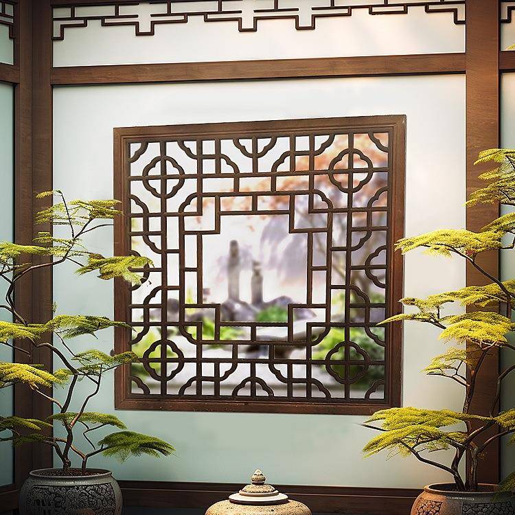 东阳木雕仿古门窗木花格窗花格栅中式实隔玄关断角985八圆形格栅