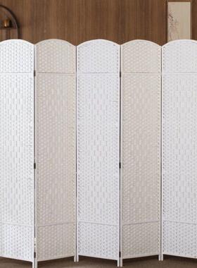 草编屏隔断酒店玄关客厅卧室遮风挡实家用折屏简易叠移SUY动折木