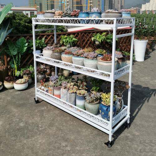 9阳台室内客厅多肉花架飘窗植台落地式可动带轮F76M75TT多层蝴W蝶