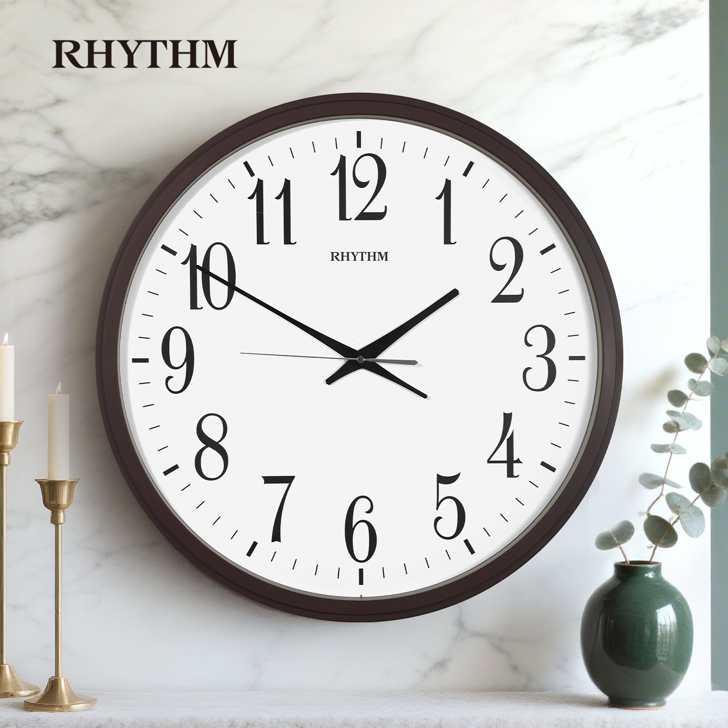 RHYTHM丽声挂钟客厅钟表简约时尚家用时钟挂表现代创意挂墙石英钟