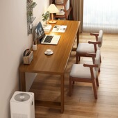 双人加长实木腿书桌电脑桌卧室办公桌工作台家用长条桌靠墙窄桌子