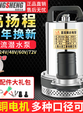 上海人民12V24V48V60V72V直流潜水泵抽水泵家用农用刷车电动车2寸