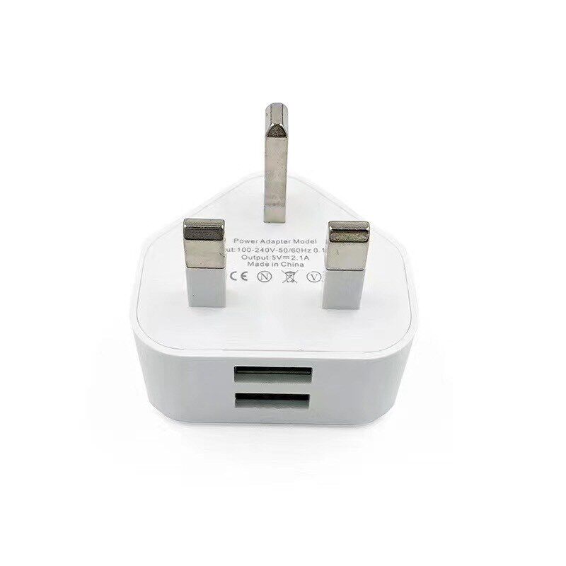 英规港版三脚双口USB插头5V2A双USB手机充电器三角英规充电头旅充