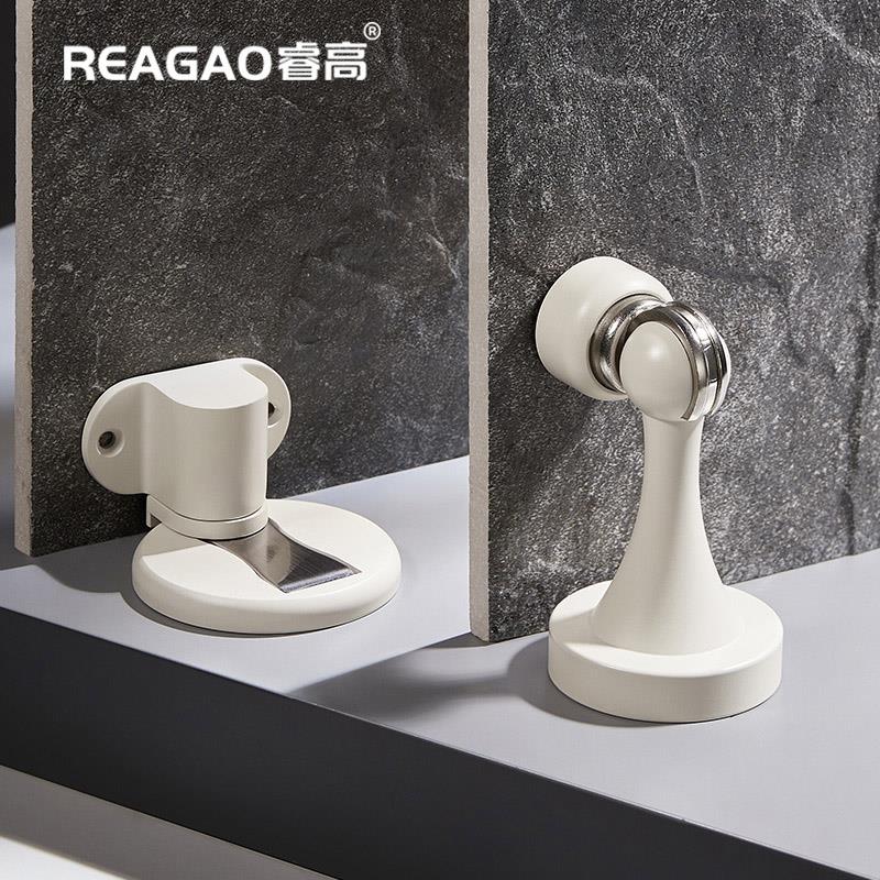 睿高黄铜门吸静音强磁力墙装防风室内门顶门挡器护墙防撞米白地吸