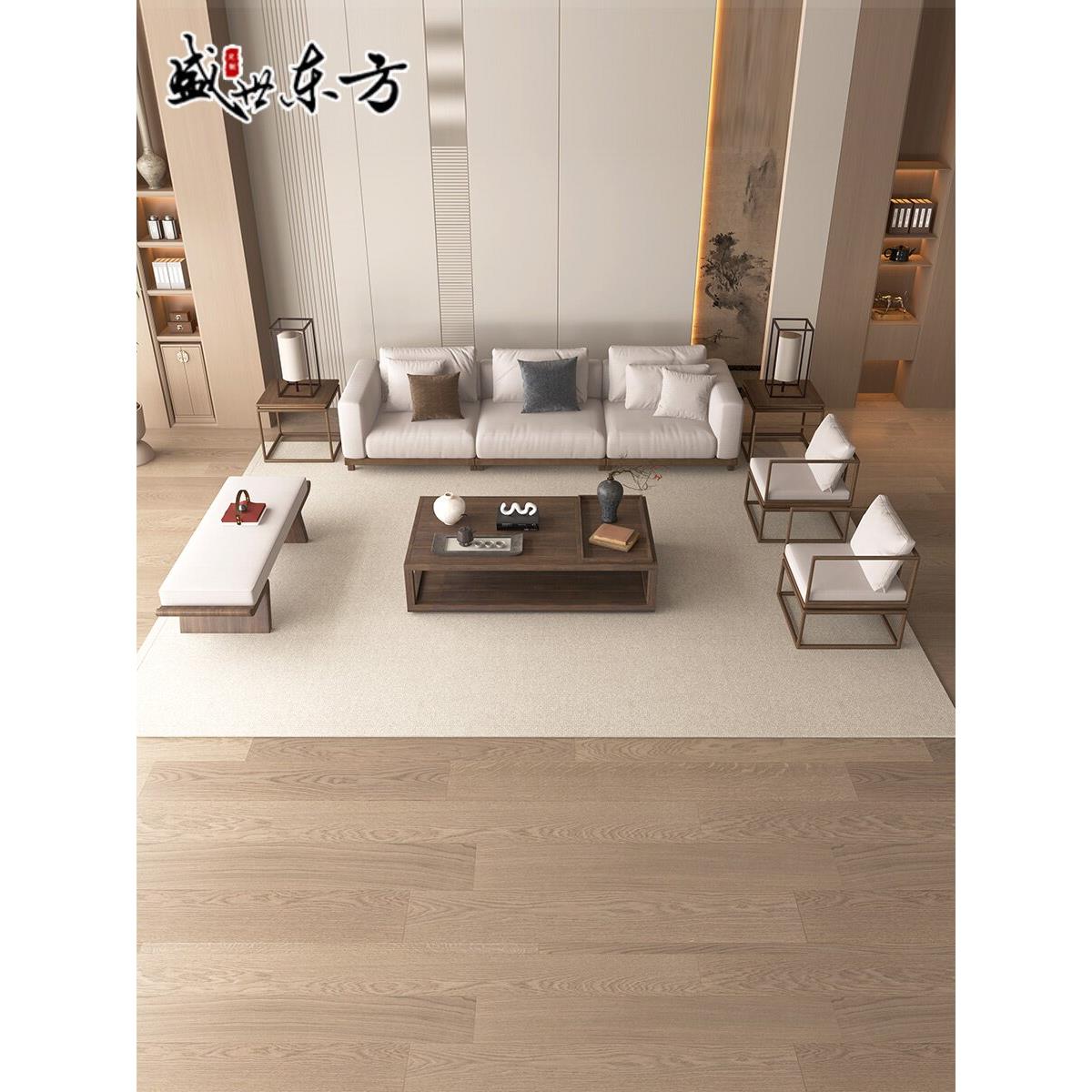 新中国风实木沙发和椅子组合，覆古Wabi-Sabi风格客厅，大小公寓