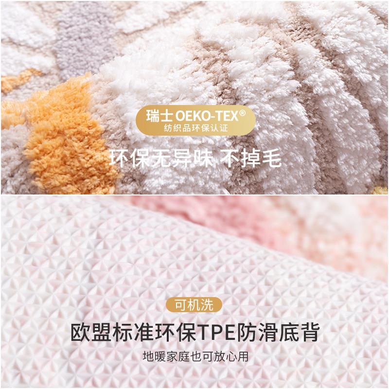 儿童房阅读区地毯卧室床边毯客厅地垫防滑轻奢高级黄色蝴蝶可机洗