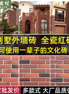 外墙瓷砖文化砖农村文化石装修室外覆古别墅围墙阳台红砖外墙砖
