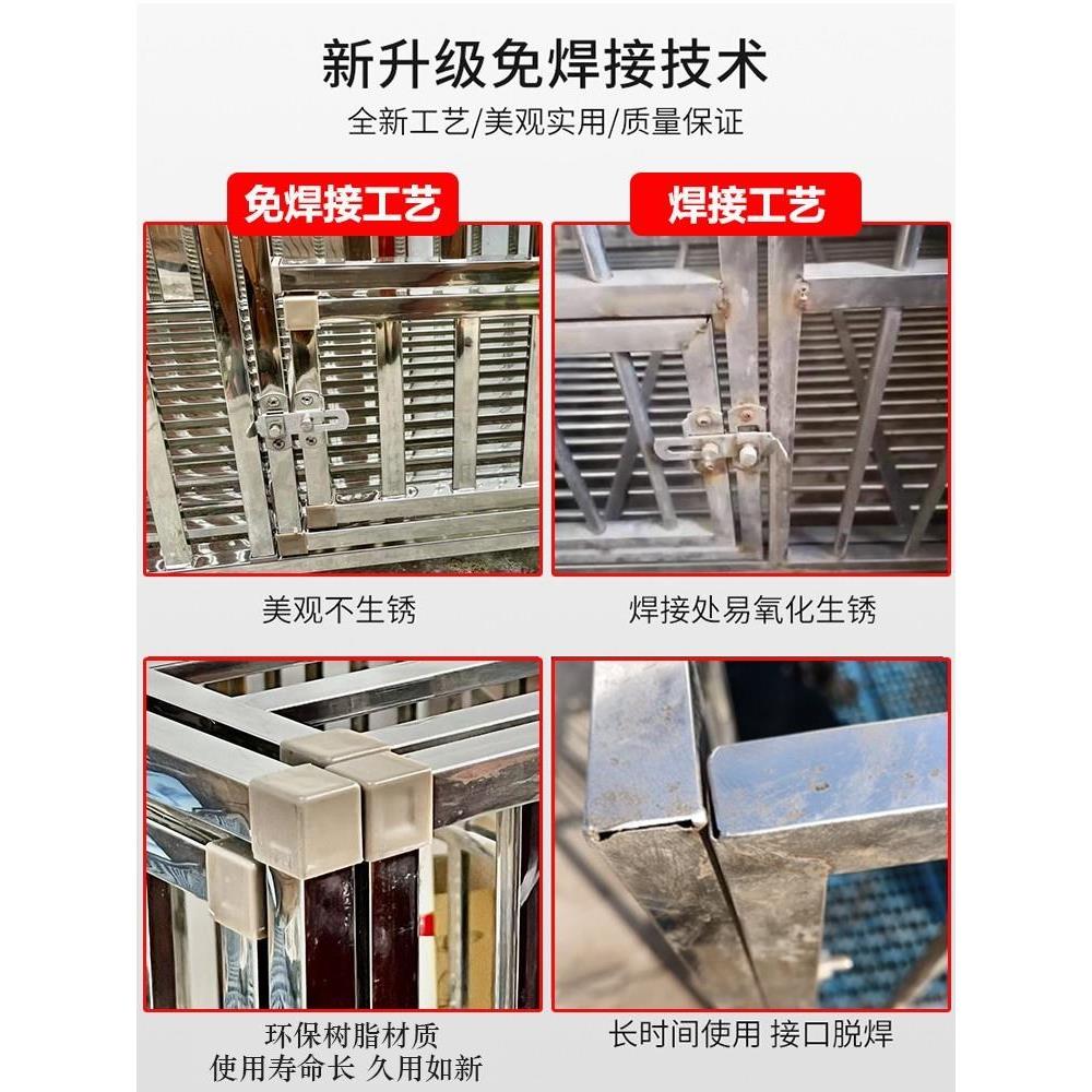 不锈钢折叠狗笼中型狗笼,带厕所方形管室内边境牧羊犬宠物金毛猎